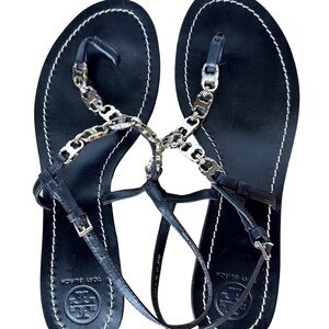 Tory Burch Black Chain-Link Sandals